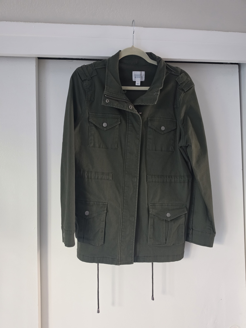 Market & Spruce Olive Utility Jacket with Front Pockets